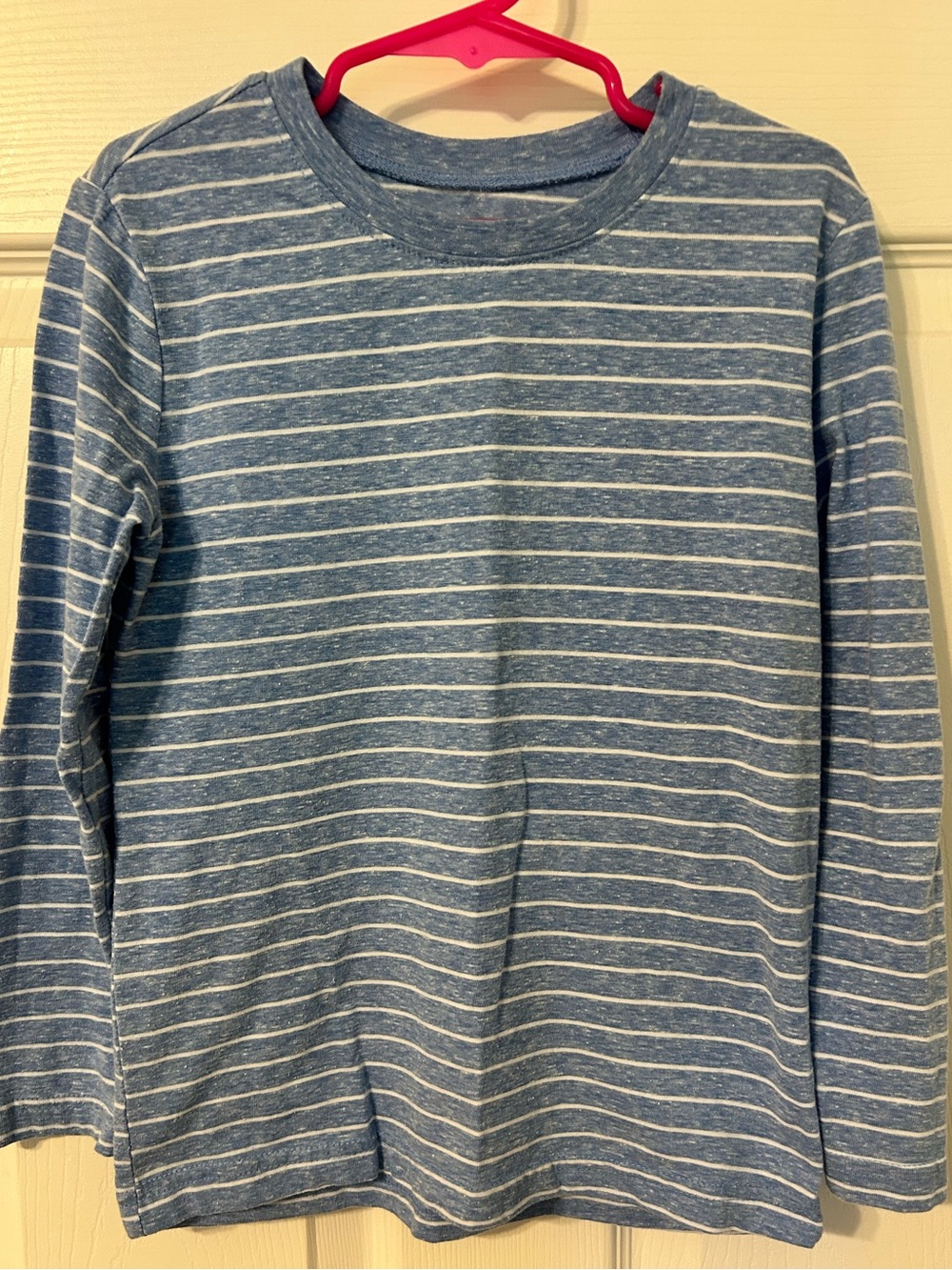 Boys, jumping beans, Blue and White Striped Essential Long Sleeve Tee, Size 6